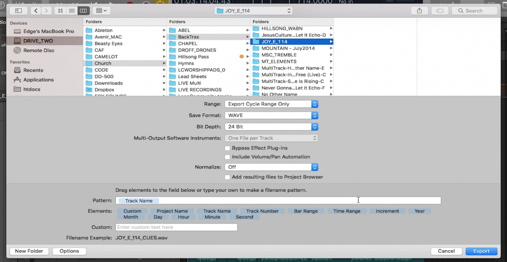 exporting multiple tracks as one logic pro x 10.4.8